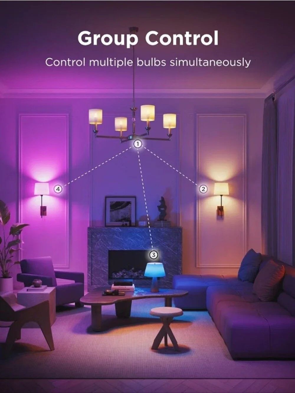 Govee E12 Led Bulb, Color Changing Candelabra Bulbs 450 LM, 80 CRI, 4 Pack